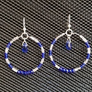3/$20 | Cobalt blue crystal hoop earrings